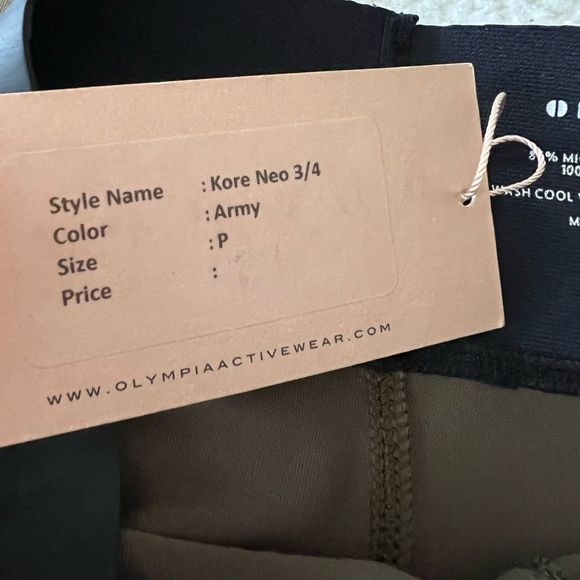 NWT Olympia Activewear Kore Neo Cropped Leggings, Army Green. Size P (0-2) - Picture 9 of 11
